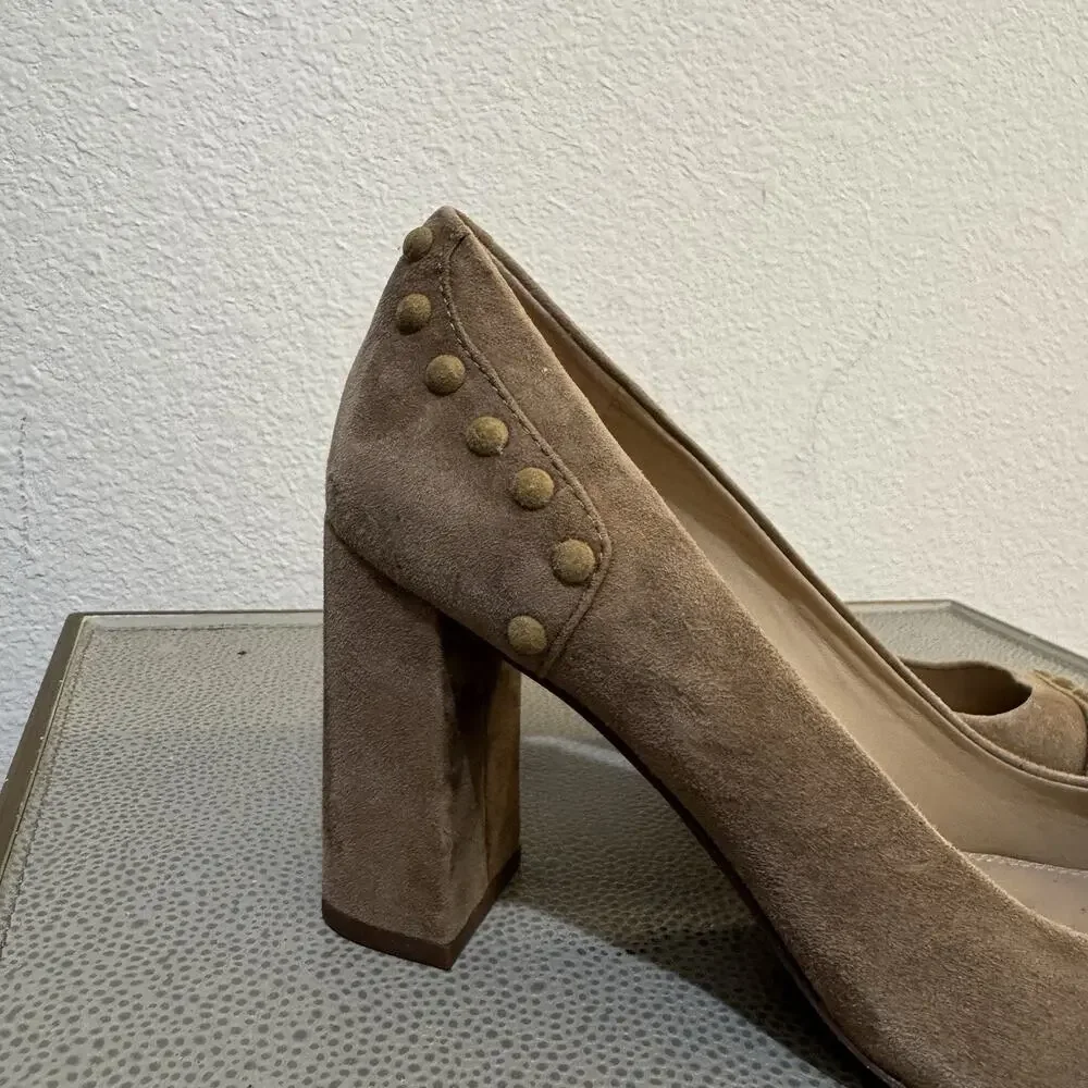 Tory Burch Brown Tan Colt 85mm Soho Suede Pump Sz 8.5 M